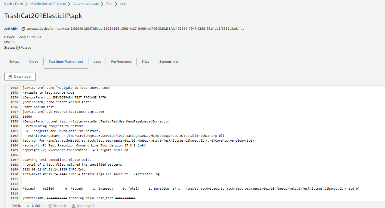 Running C# Tests with AltTester on AWS Device Farm | AltTester®