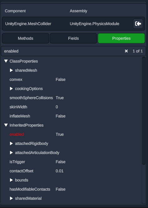 Element details screen