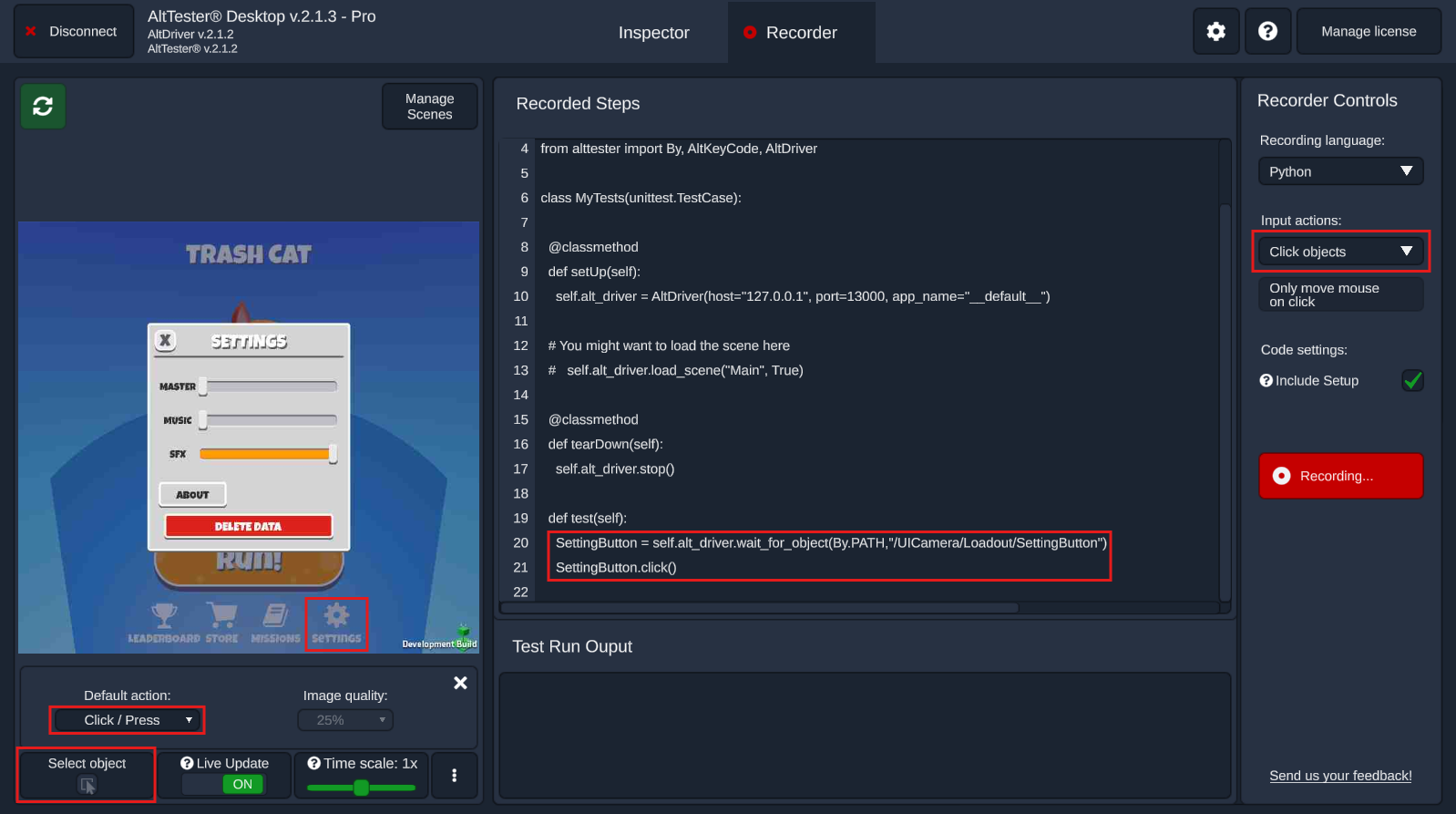 Click on object