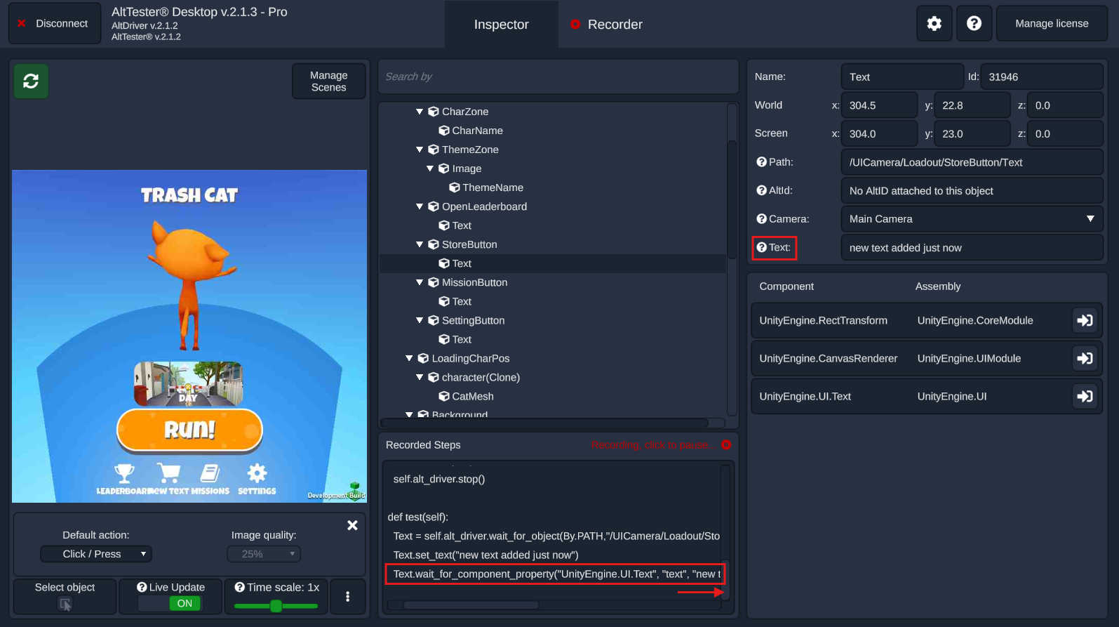 Add assertion for text