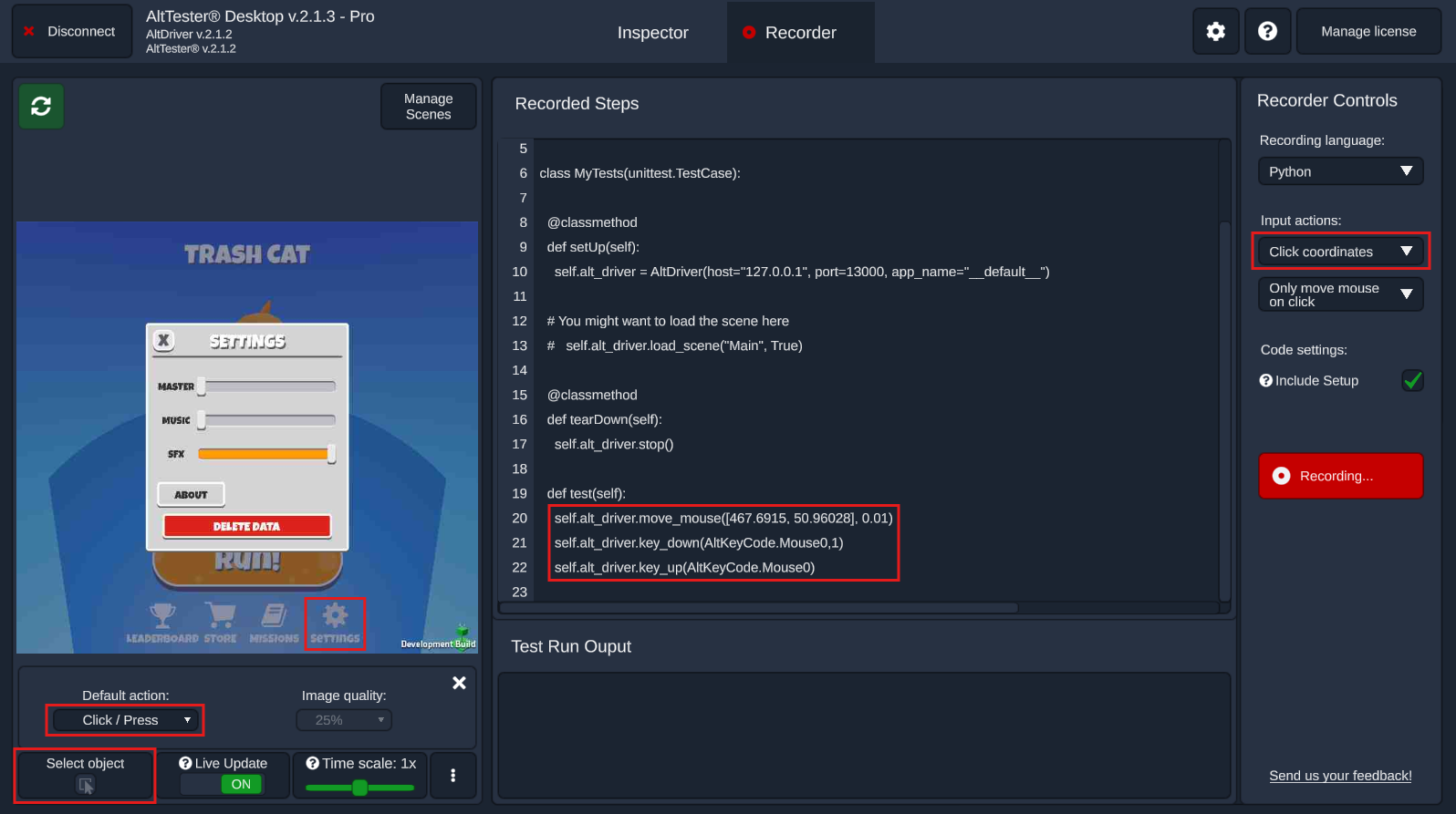 Clock on coordinates