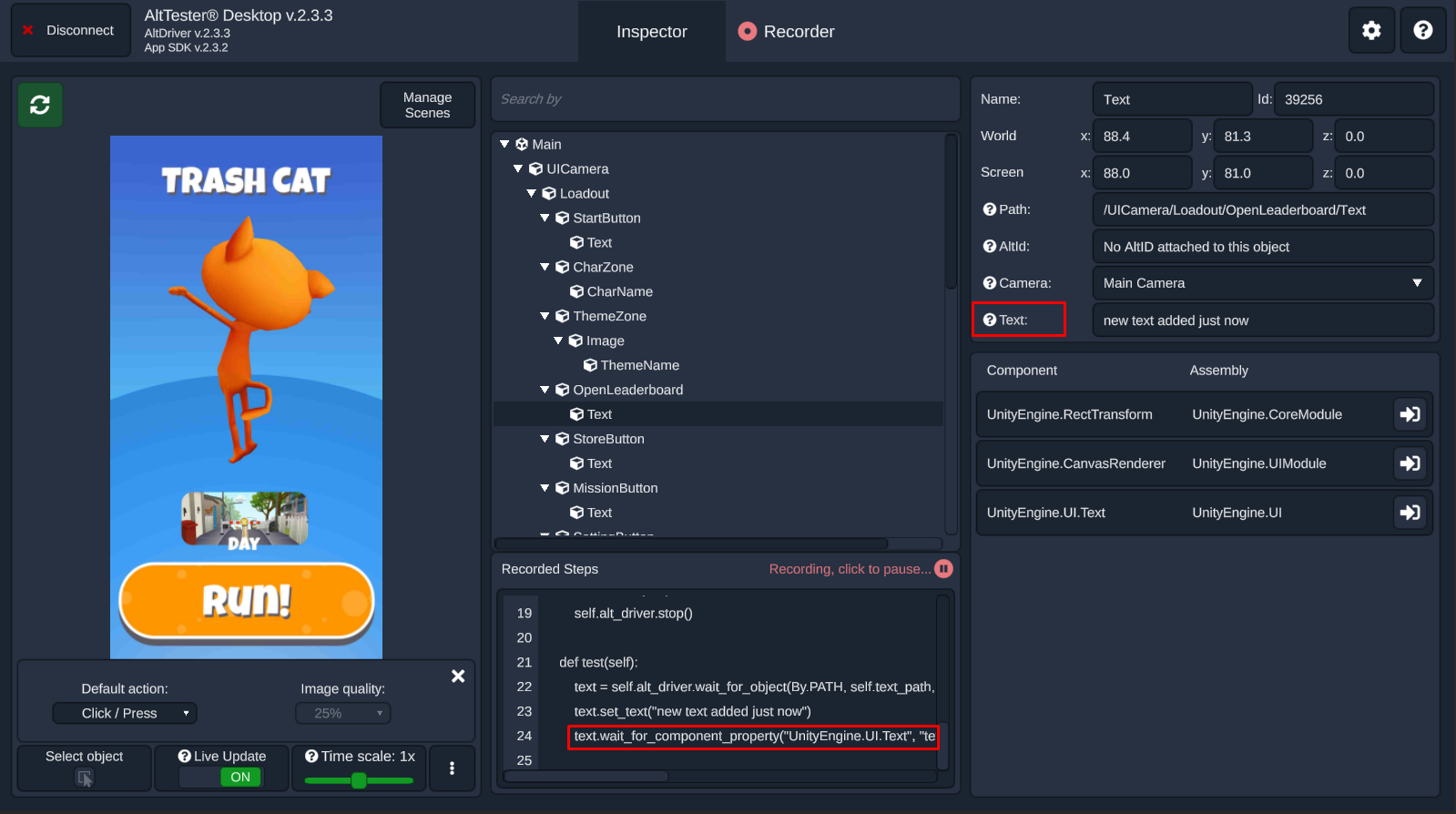 Add assertion for text