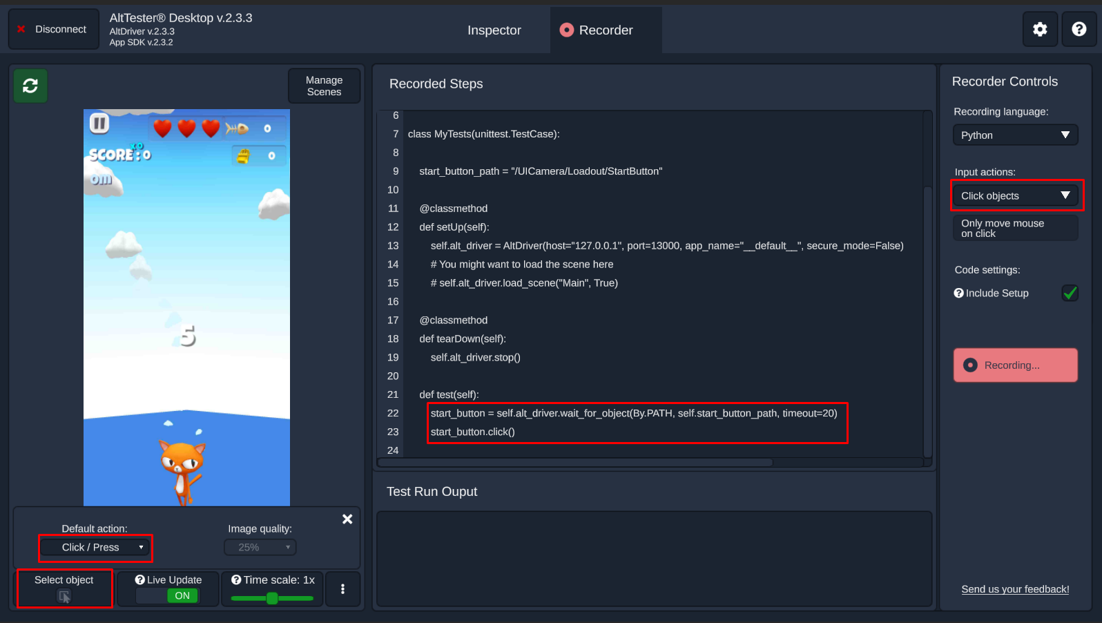 Click on object