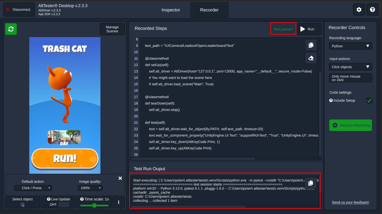 Check result and output