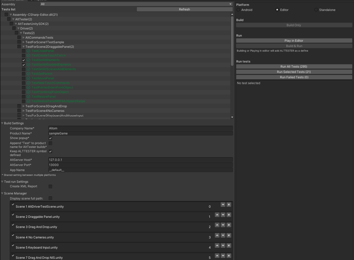 AltTester® Editor Screenshot