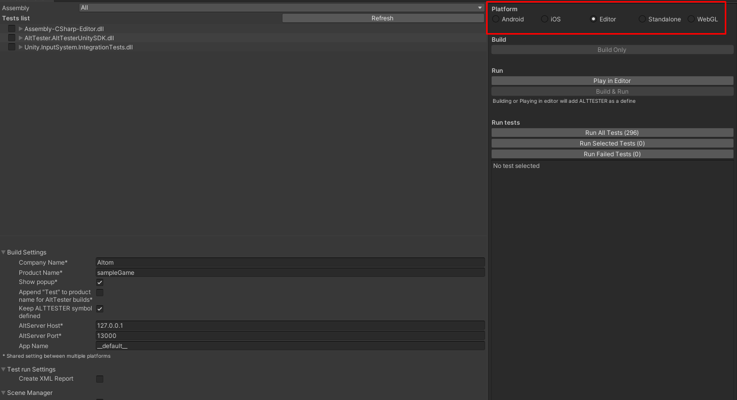 Editor Settings Section