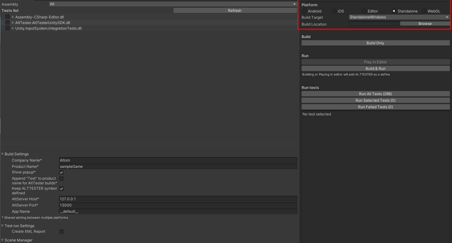 Standalone Settings Section