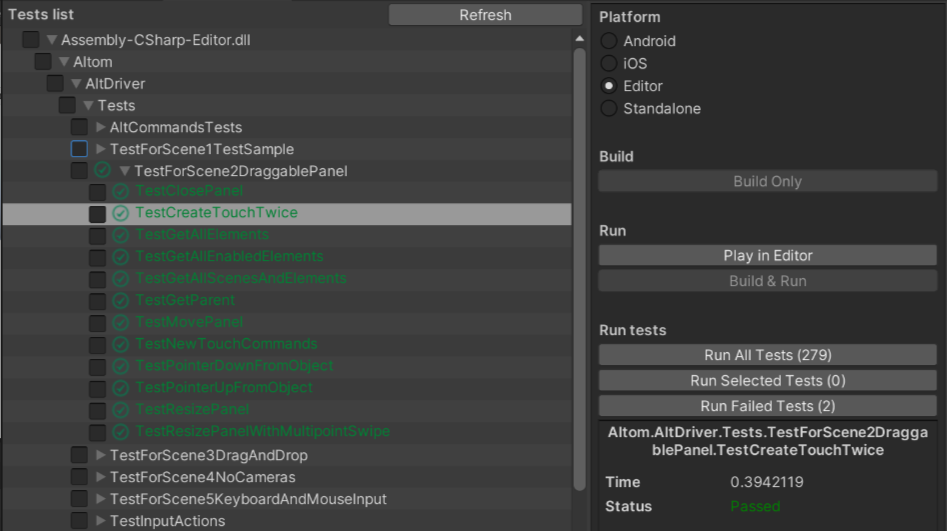 Tests List Section Screenshot