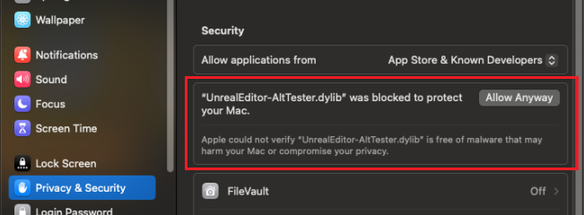 AltTester® Plugin Allow Anyway Screenshot